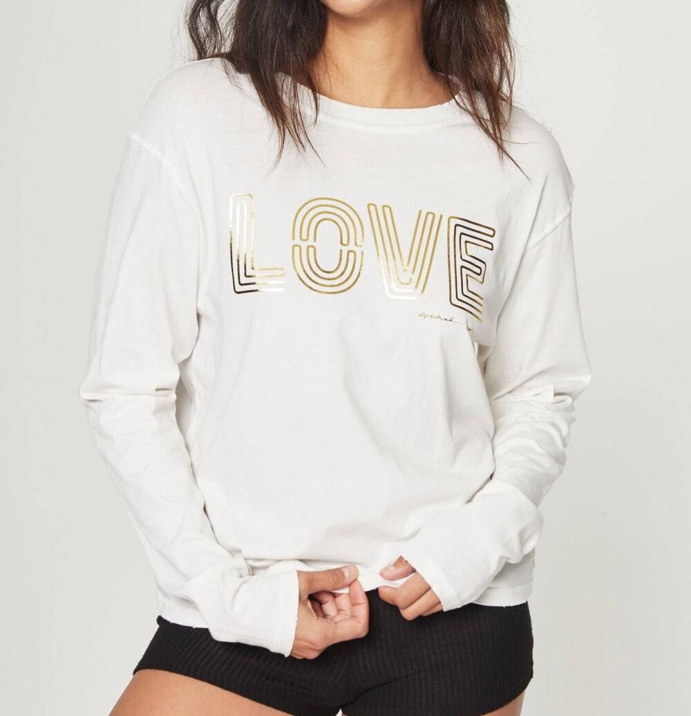 Spiritual Gangster White Long Sleeve Love Tee Sz S